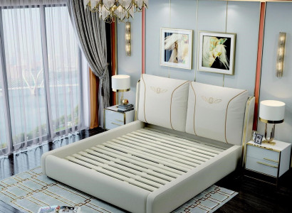 Bed 2x Nightstand 3-piece Bedroom Set Design Modern Luxury Bedroom Hotel